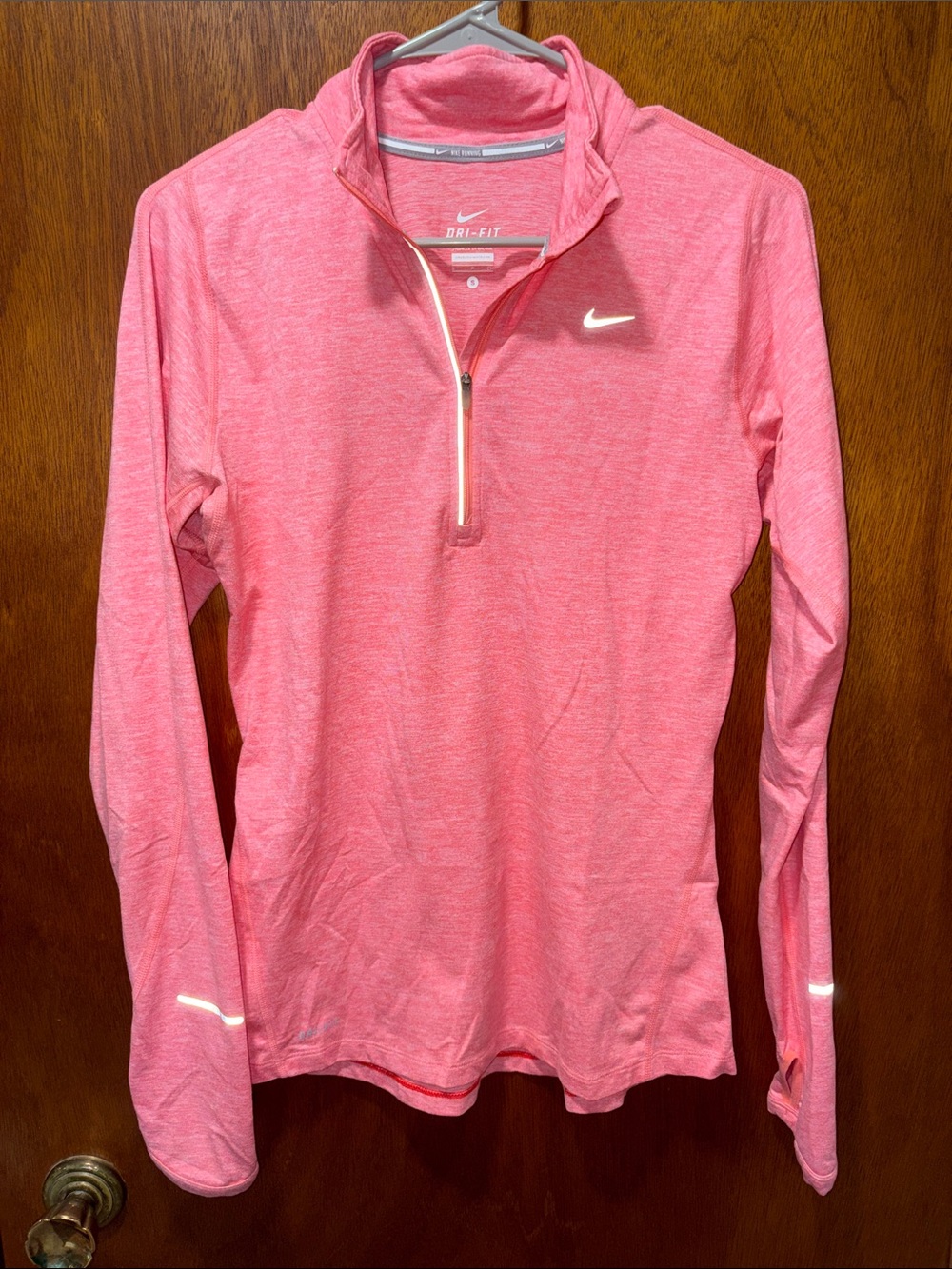 Nike coral Heather Quarter-Zip Long Sleeve Performance Top
